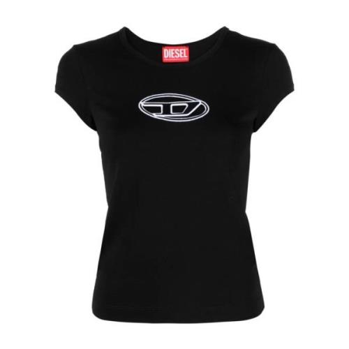 Diesel Svart T-Angie T-shirt med Oval D-logotyp Black, Dam