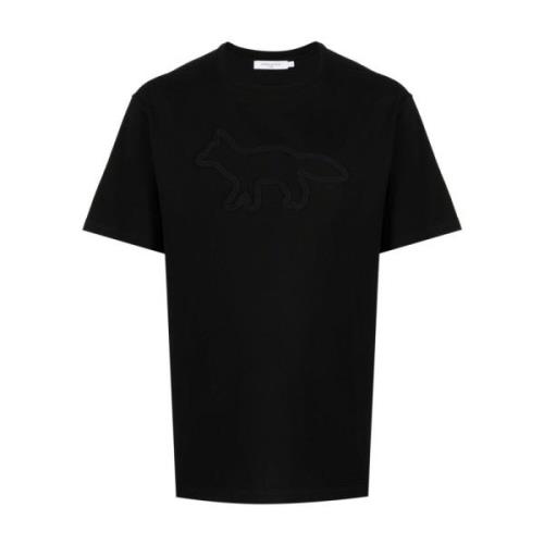 Maison Kitsuné Svart & Grå Bomull T-shirt Black, Herr