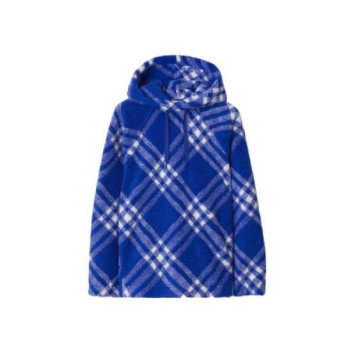 Burberry Blå Rutig Fleecehoodie Blue, Herr