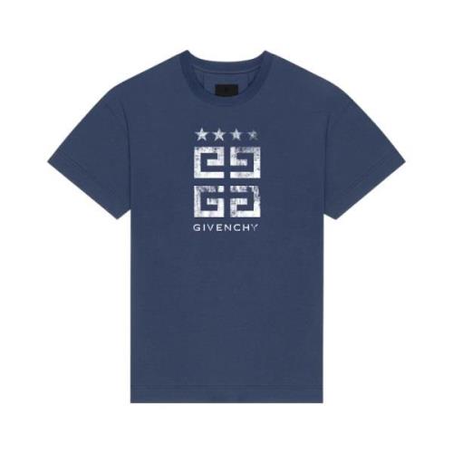 Givenchy 4G Stjärnor Tryckt T-shirt Blue, Herr