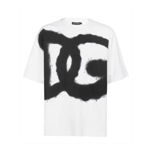 Dolce & Gabbana Lyxig bomullslogotyp T-shirt White, Herr