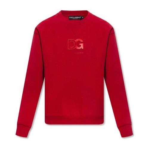 Dolce & Gabbana Röd Sweatshirt med Logo Relief Red, Herr