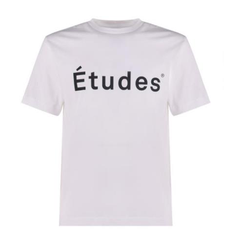 Études Vit Bomull Logo Print T-shirt White, Herr