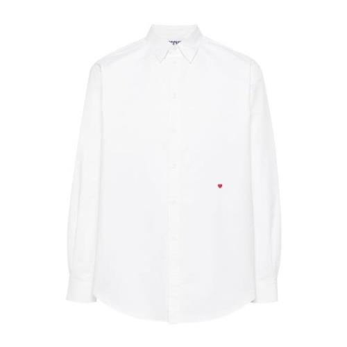 Moschino Vit Bomullsskjorta med Hjärtmotiv White, Herr