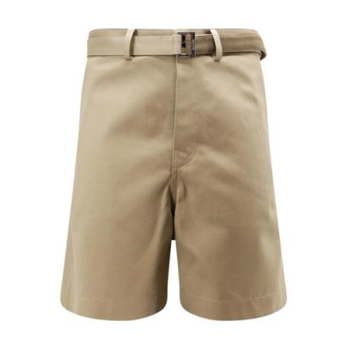 Sacai Beiga Bomullsshorts med Dragkedja och Knappstängning Beige, Herr