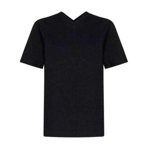 Bottega Veneta Svart Bomull T-shirt med V-ringning Black, Dam