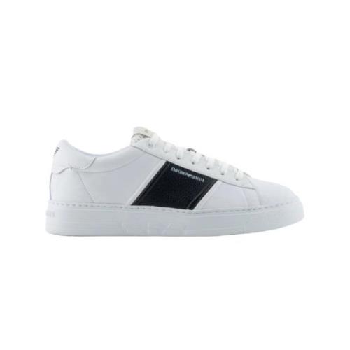 Emporio Armani Vita Logo Calfskin Sneakers White, Herr