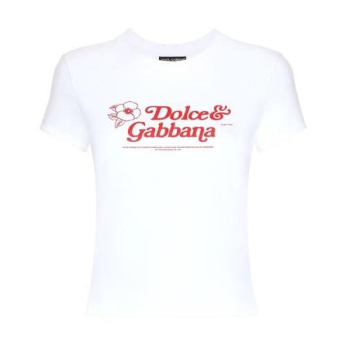 Dolce & Gabbana Logo Vit T-shirt av DG White, Dam