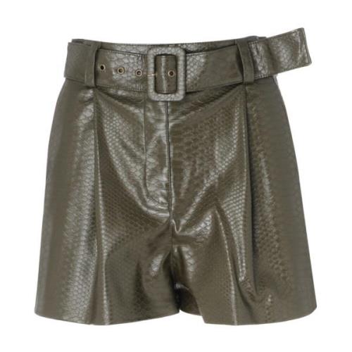 Twinset Kort militärgrön shorts med ormtryck Green, Dam