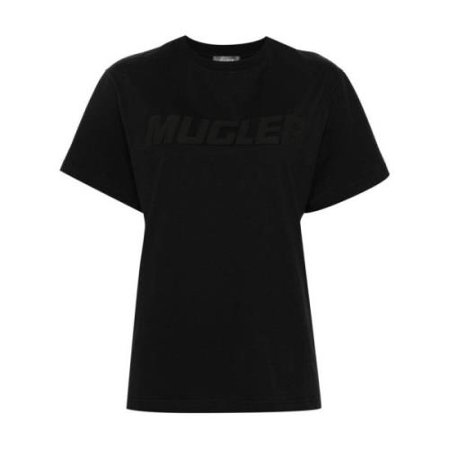 Mugler Svart Bomull Jersey Top Black, Dam