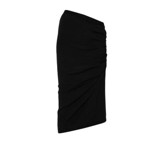 Rick Owens Svart Draperad Midi Kjol Black, Dam