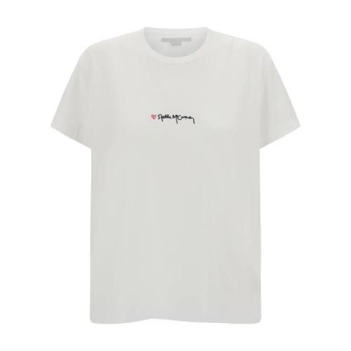 Stella McCartney Vit T-shirt med broderad logotyp White, Dam