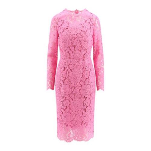 Dolce & Gabbana Rosa V-Hals Klänning Pink, Dam