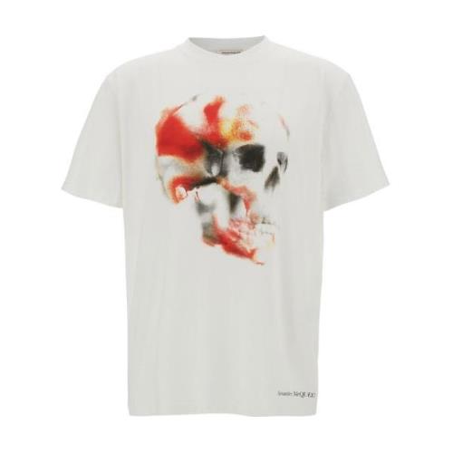Alexander McQueen T-shirt med skalletryck i vitt White, Herr