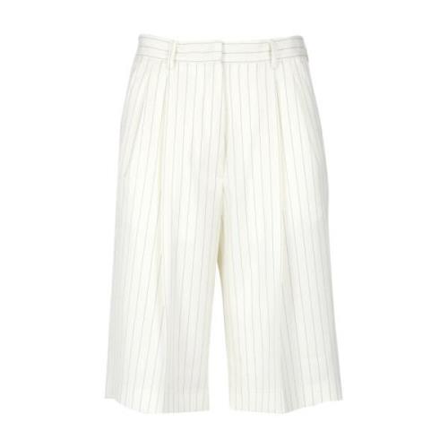 Msgm Vita shorts med hög midja och veck White, Dam