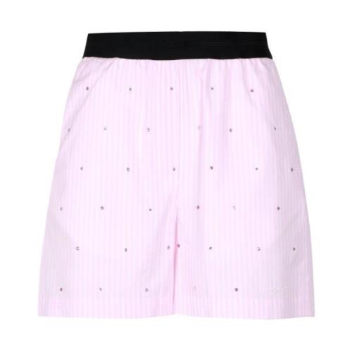 Msgm Rosa shorts med hög midja och strass Pink, Dam