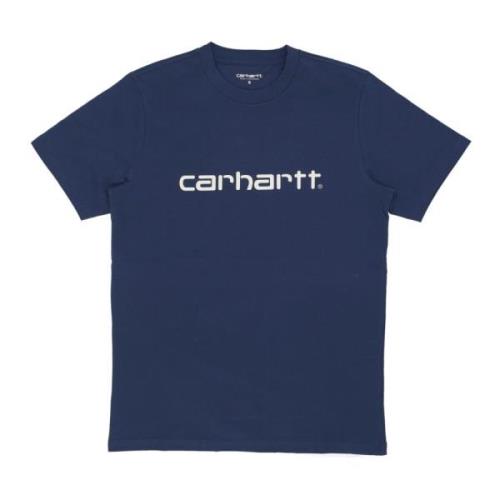 Carhartt Wip Script Tee Squid/Salt - Streetwear Kollektion Blue, Herr