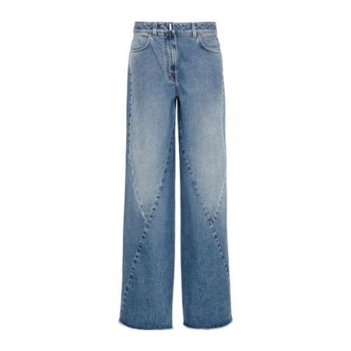 Givenchy Jeans med vida ben och fransade kanter Blue, Dam