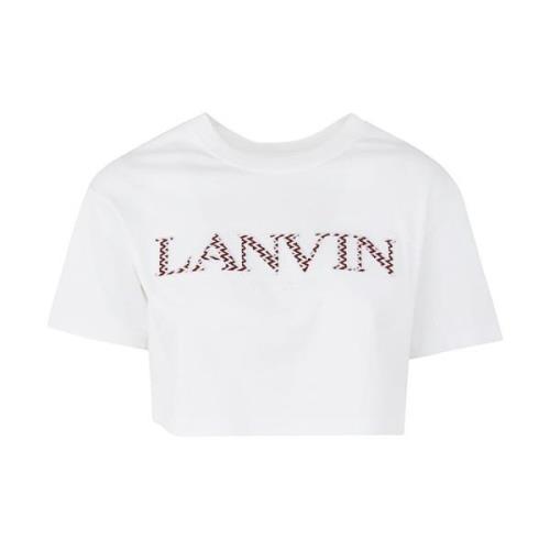 Lanvin Broderad Cropped T-Shirt White, Dam