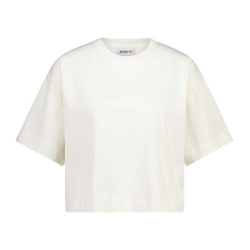 Autry Cropped Cotton T-Shirt White, Dam