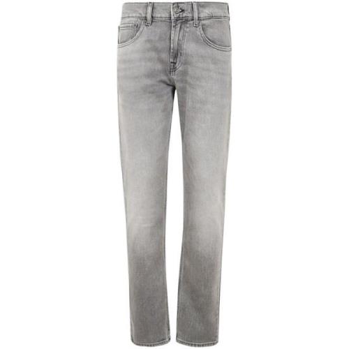 7 For All Mankind Grå Straight Growth Jeans Gray, Herr