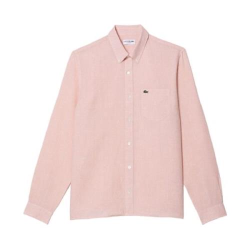Lacoste Minimalistisk Linneskjorta för Män Pink, Herr