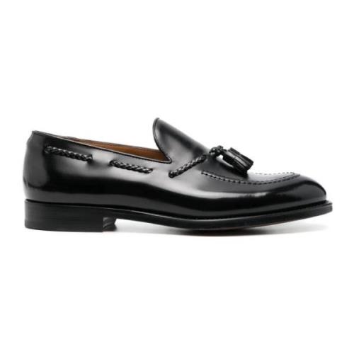 Doucal's Svarta läderloafers med tofsdetalj Black, Herr