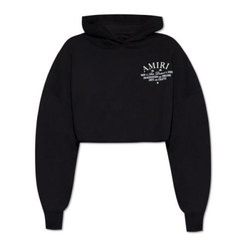 Amiri Cropped hoodie med logotyp Black, Dam