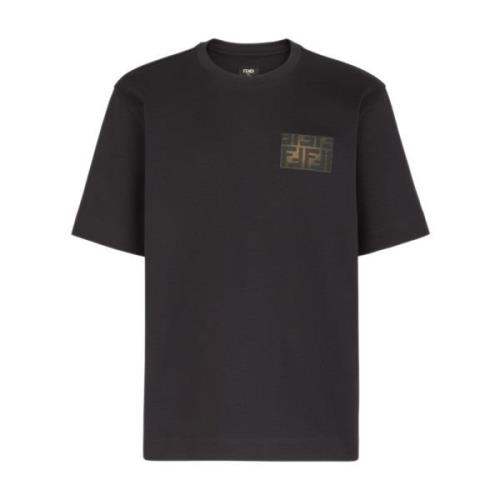 Fendi Canvas Patch Crew-neck T-shirts och Polos Black, Herr