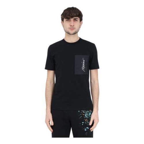 Moschino T-shirt med broderad logga och kontrastficka Black, Herr