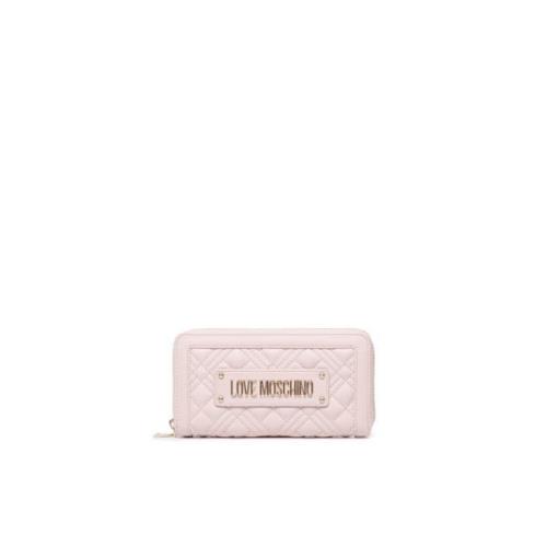 Love Moschino Quiltad Rosa Plånbok med Logoplakett Pink, Dam