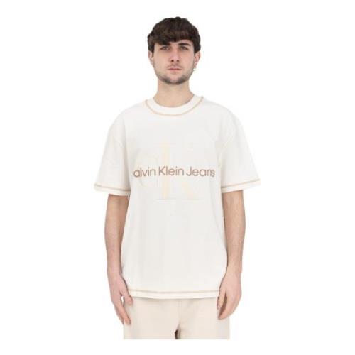 Calvin Klein Jeans Vita T-shirts och Polos för män White, Herr