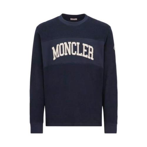 Moncler Klassisk Bomullssweatshirt för Män Blue, Herr
