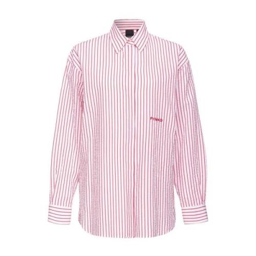 Pinko Randig Klassisk Skjorta i Stretchig Bomull Pink, Dam