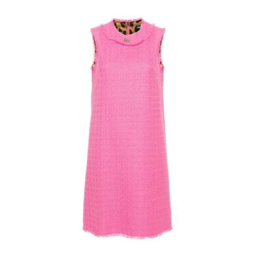 Dolce & Gabbana Rosa Ullblandad Tweedklänning Pink, Dam