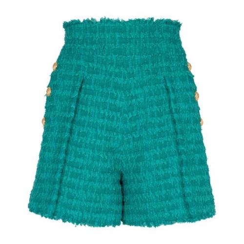 Balmain Flared tweed shorts Green, Dam