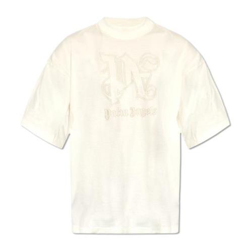 Palm Angels Oversize T-shirt Beige, Dam