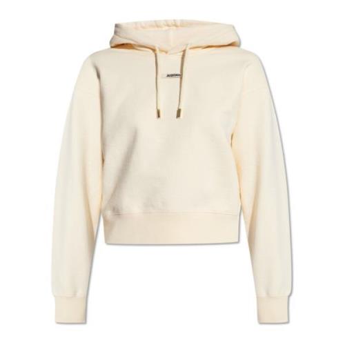 Jacquemus Hoodie med logotyp Beige, Dam