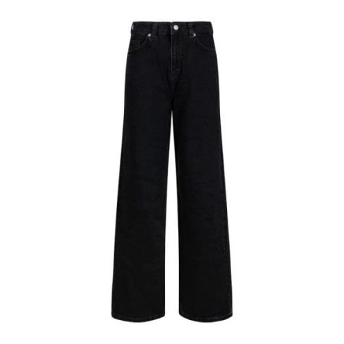 Selected Femme Svarta Breda Jeans Black, Dam