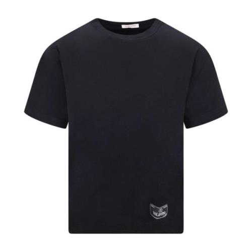 Valentino Svart bomull T-shirt med logodetalj Black, Herr