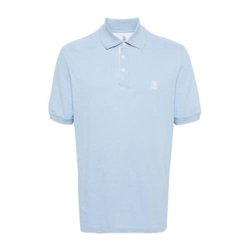 Brunello Cucinelli T-shirts och Polos, Polo M/C Blue, Herr