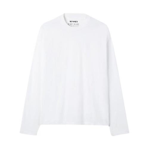 Sunnei Vit långärmad t-shirt med boxy passform White, Herr