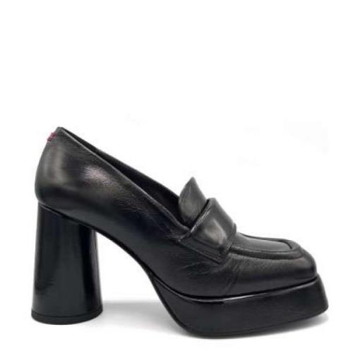 Halmanera Svart lackläderloafer Black, Dam