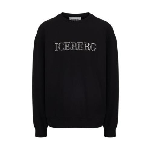 Iceberg Svart Logo Crewneck Sweatshirt Black, Herr