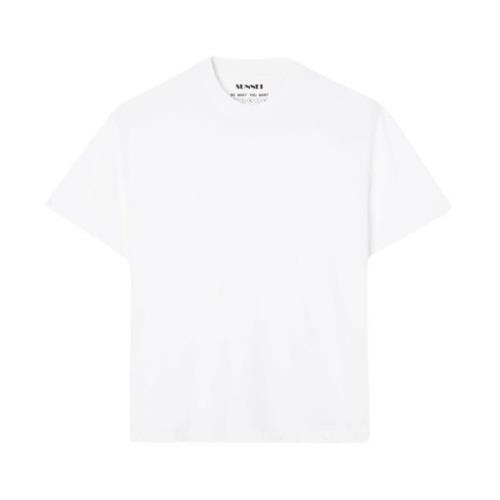 Sunnei Vit Bomull T-Shirt med Strykpå Logo White, Unisex