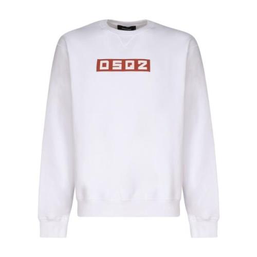 Dsquared2 Vita Sweaters med 98% Bomull White, Herr