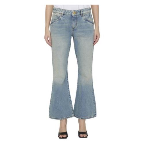 Balmain Vintage Low-Waist Bootcut Jeans Blue, Dam
