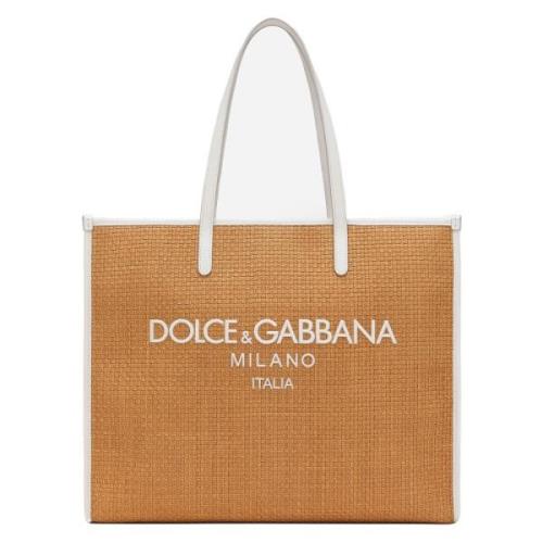Dolce & Gabbana Rafia Shoppingväska Brown, Dam