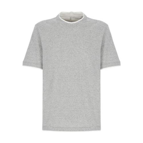Brunello Cucinelli Grå Bomull T-shirt för Män Gray, Herr