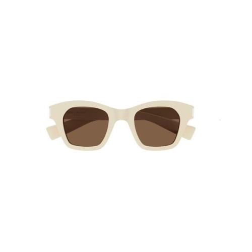 Saint Laurent Lyxiga vita solglasögon för kvinnor Beige, Dam